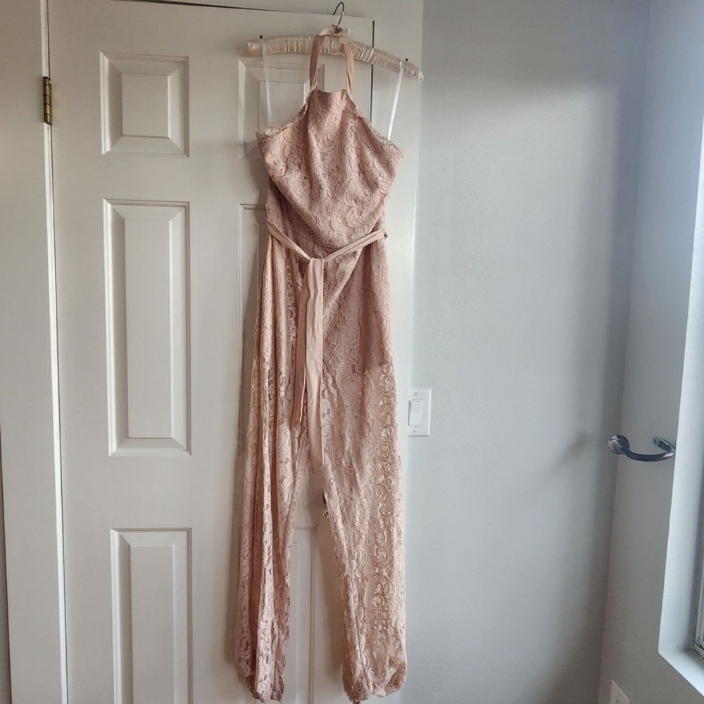 Bebe Lace Halter Jumpsuit Pink Size 8